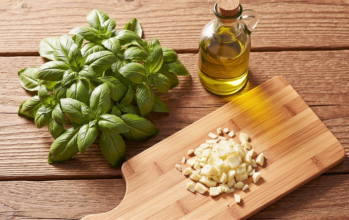 Čerstvé ingredience na kuchyňské lince